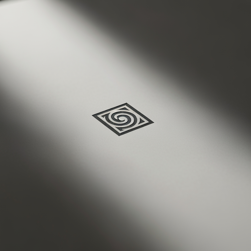 AI Design for Premium logo presentation mockup concept for Brand identity directions for a client. Logo or brand mark displayed on a clean neutral surface with subtle depth, refined shadow, precise alignment, elegant design-studio presentation, no extra readable text.