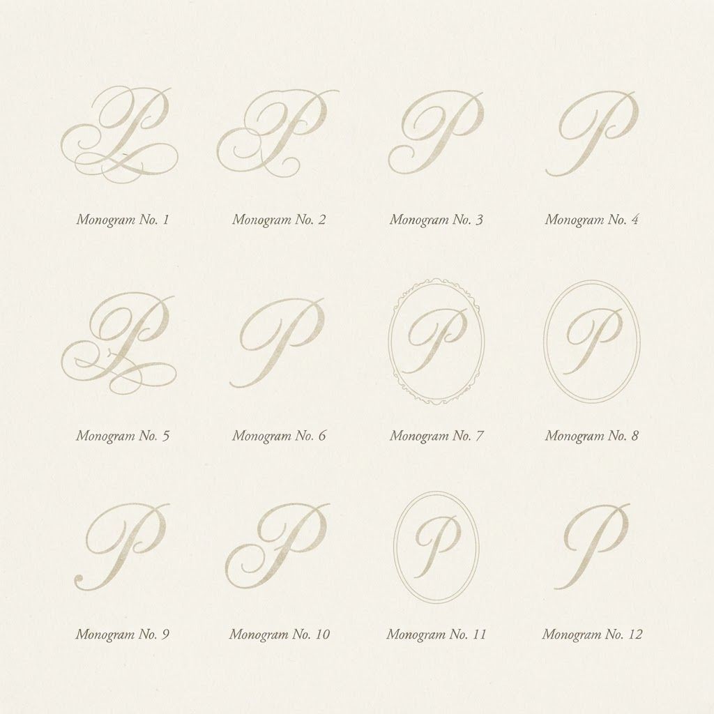 AI Design for Create some monogram logos for the letter "P". attaching some logos for reference. Create 10-15 logos like this for P. Use Typography (Script).