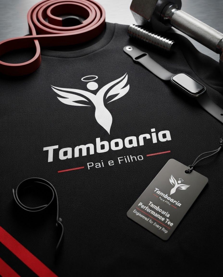AI Design for Macro detail photograph concept for A professional product flatlay of the Tamboaria t-shirt on a dark surface, styled with gym accessories to showcase the modern branding and athletic fit., highlighting material quality, finish, texture, or a signature product detail. Premium close-up lighting, tactile realism, shallow depth of field.
Incorporate the attached brand element reference image (Reference A: brand element "Tamboaria Performance Tee") into the composition where natural — preserve the depicted brand element's appearance.