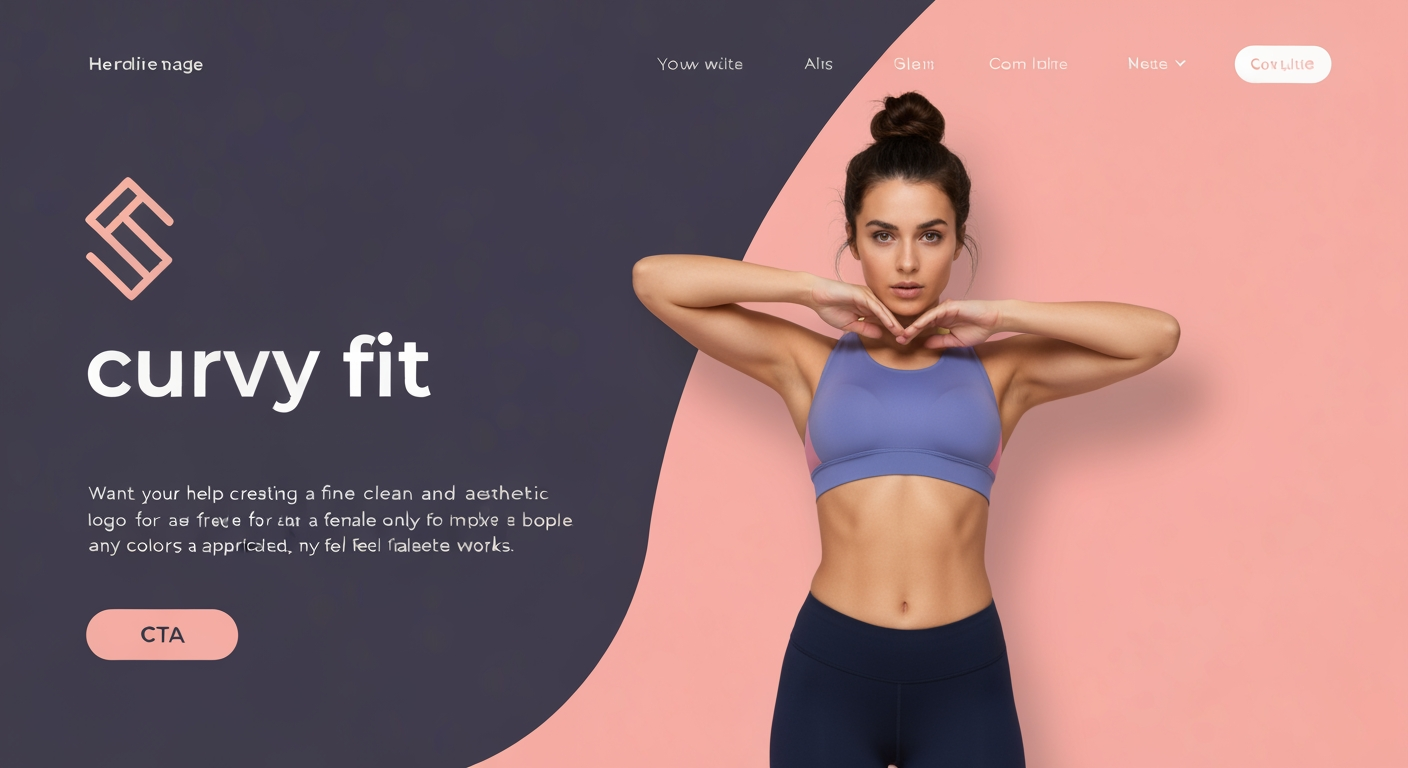 AI Design for Website hero image concept for i want your help creating a fine, clean and aesthetic logo for a female only gym brand named 'curvy fit' you are free to explore fonts and sizes, the logo should inspire people. the colours should be nice and go along with the brand, although pastels are appreciated, any colour pallete works, that you feel works best for the brand.. Wide polished digital brand visual, clear focal identity element, cohesive colors and atmosphere, generous negative space for headline and CTA to be added later, no rendered UI text.