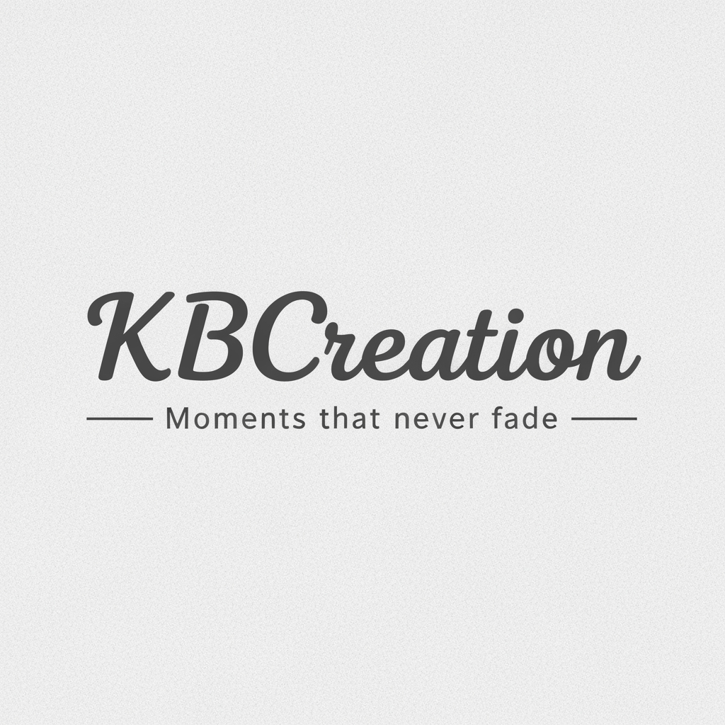 AI Design for make a logo with the name KBCreation with a cursive. write a slogan 'Moments that never fades.