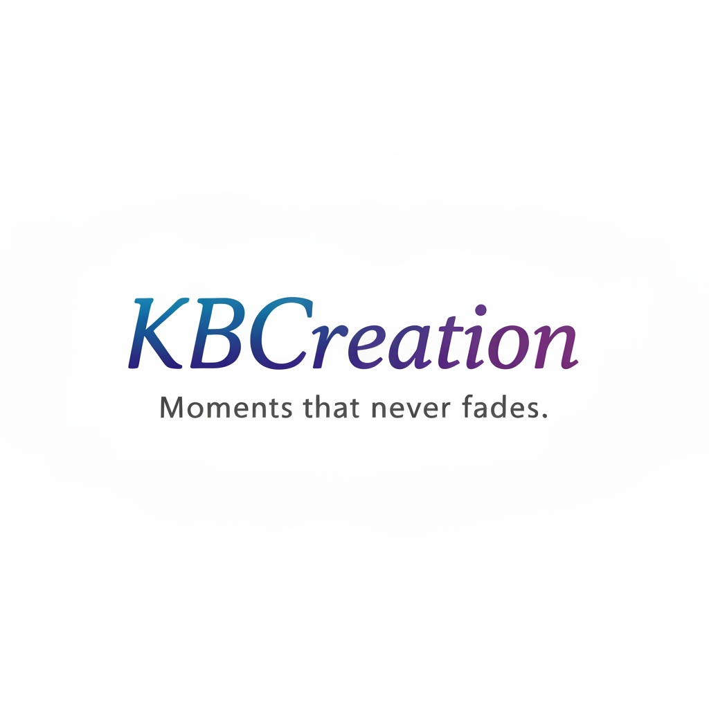 AI Design for make a logo with the name KBCreation with a cursive. write a slogan 'Moments that never fades.