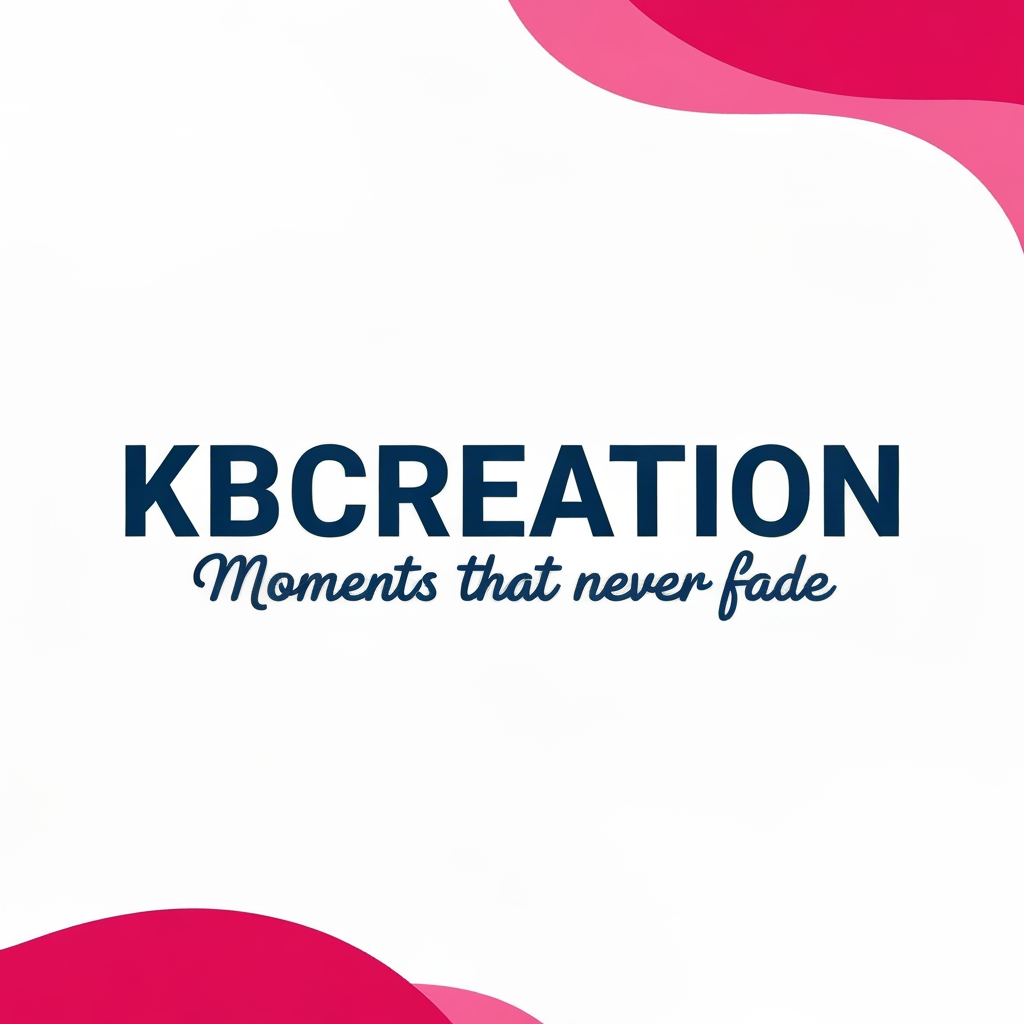AI Design for make a logo with the name KBCreation with bold font. write a slogan 'Moments that never fades. cursive