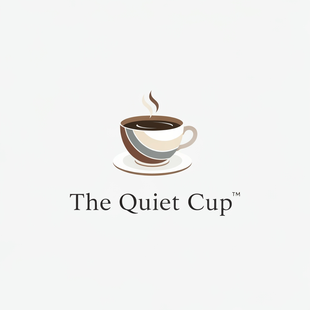 AI Design for create a logo for a coffee brand called "The Quiet Cup". the logo should be illustrated and elegant. make it minimalist and aesthetic. the visual should be appeling and calm
