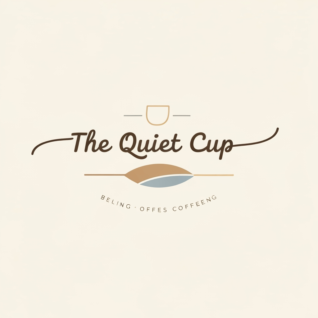 AI Design for create a logo for a coffee brand called "The Quiet Cup". the logo should be illustrated and elegant. make it minimalist and aesthetic. the visual should be appeling and calm. the font and logo should be like hand-drawn