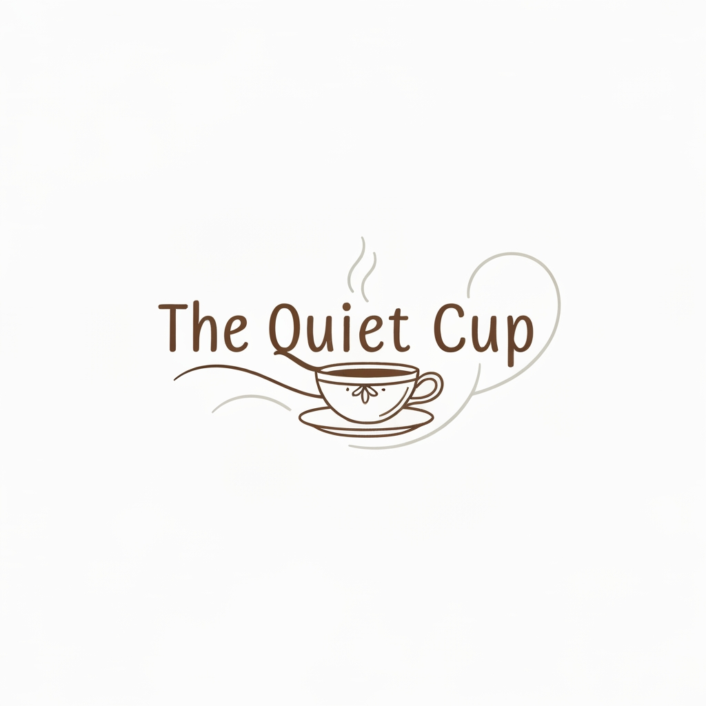AI Design for create a logo for a coffee brand called "The Quiet Cup". the logo should be illustrated and elegant. make it minimalist and aesthetic. the visual should be appeling and calm. the font and logo should be like hand-drawn