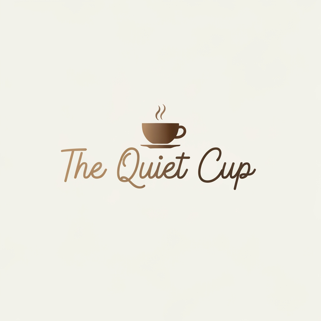 AI Design for create a logo for a coffee brand called "The Quiet Cup". the logo should be illustrated and elegant. make it minimalist and aesthetic. the visual should be appeling and calm. the font and logo should be like hand-drawn