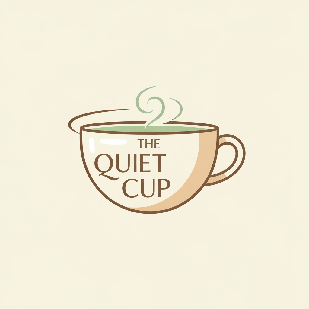 AI Design for create a logo for a coffee brand called "The Quiet Cup". the logo should be illustrated and elegant. make it minimalist and aesthetic. the visual should be appeling and calm