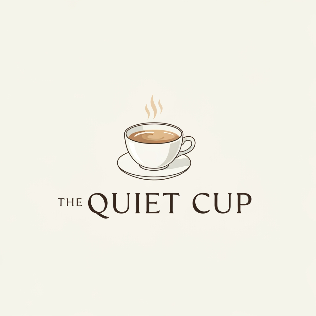 AI Design for create a logo for a coffee brand called "The Quiet Cup". the logo should be illustrated and elegant. make it minimalist and aesthetic. the visual should be appeling and calm