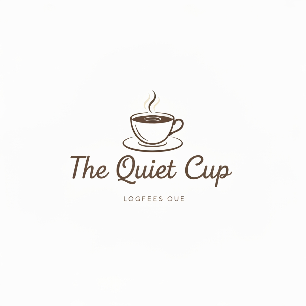 AI Design for create a logo for a coffee brand called "The Quiet Cup". the logo should be illustrated and elegant. make it minimalist and aesthetic. the visual should be appeling and calm. the font and logo should be like hand-drawn