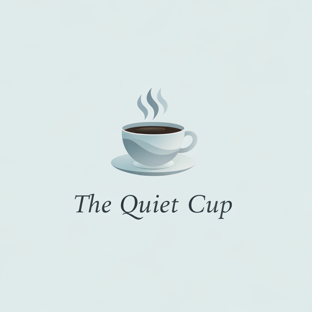 AI Design for create a logo for a coffee brand called "The Quiet Cup". the logo should be illustrated and elegant. make it minimalist and aesthetic. the visual should be appeling and calm