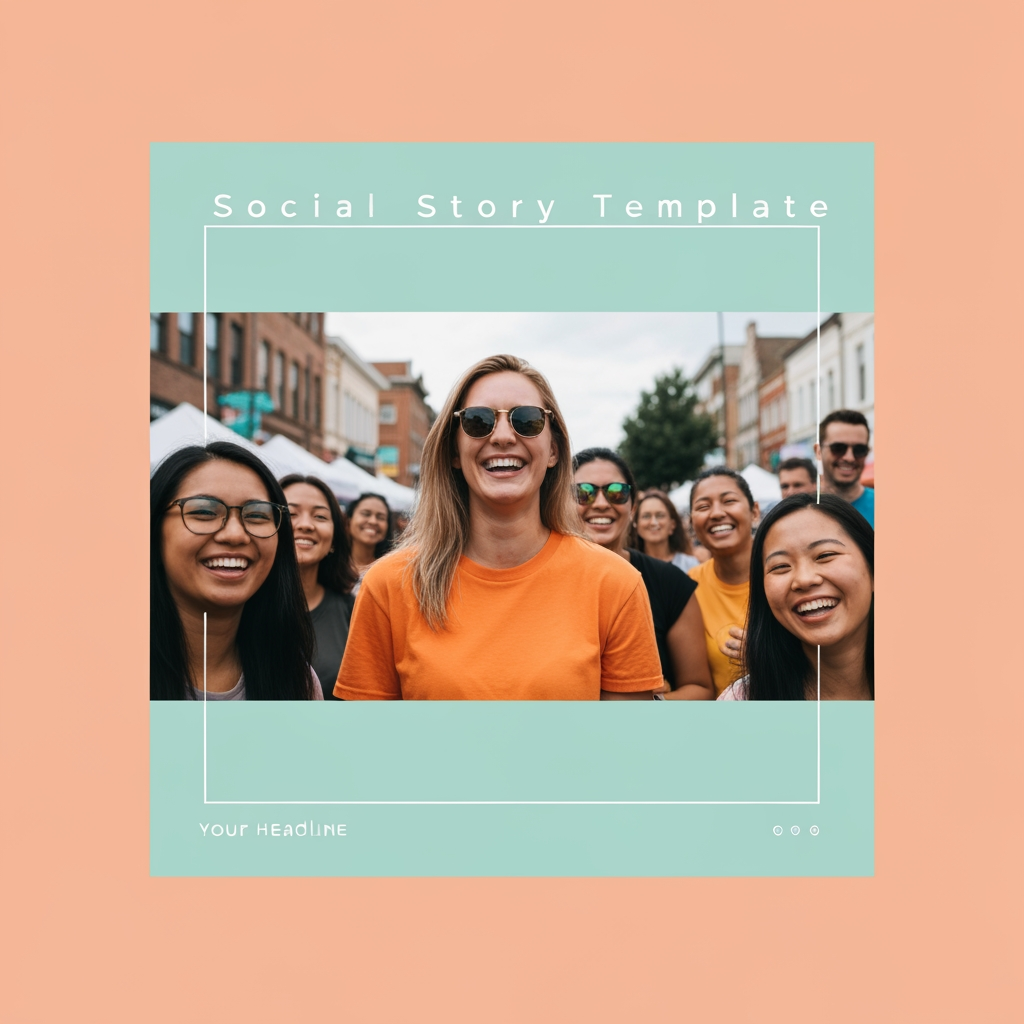 AI Design for Square social feed visual concept for Story templates for my brand. Strong central subject, clean composition, platform-ready crop, cohesive color and mood, clear empty area for caption or headline to be added later, no readable text generated.