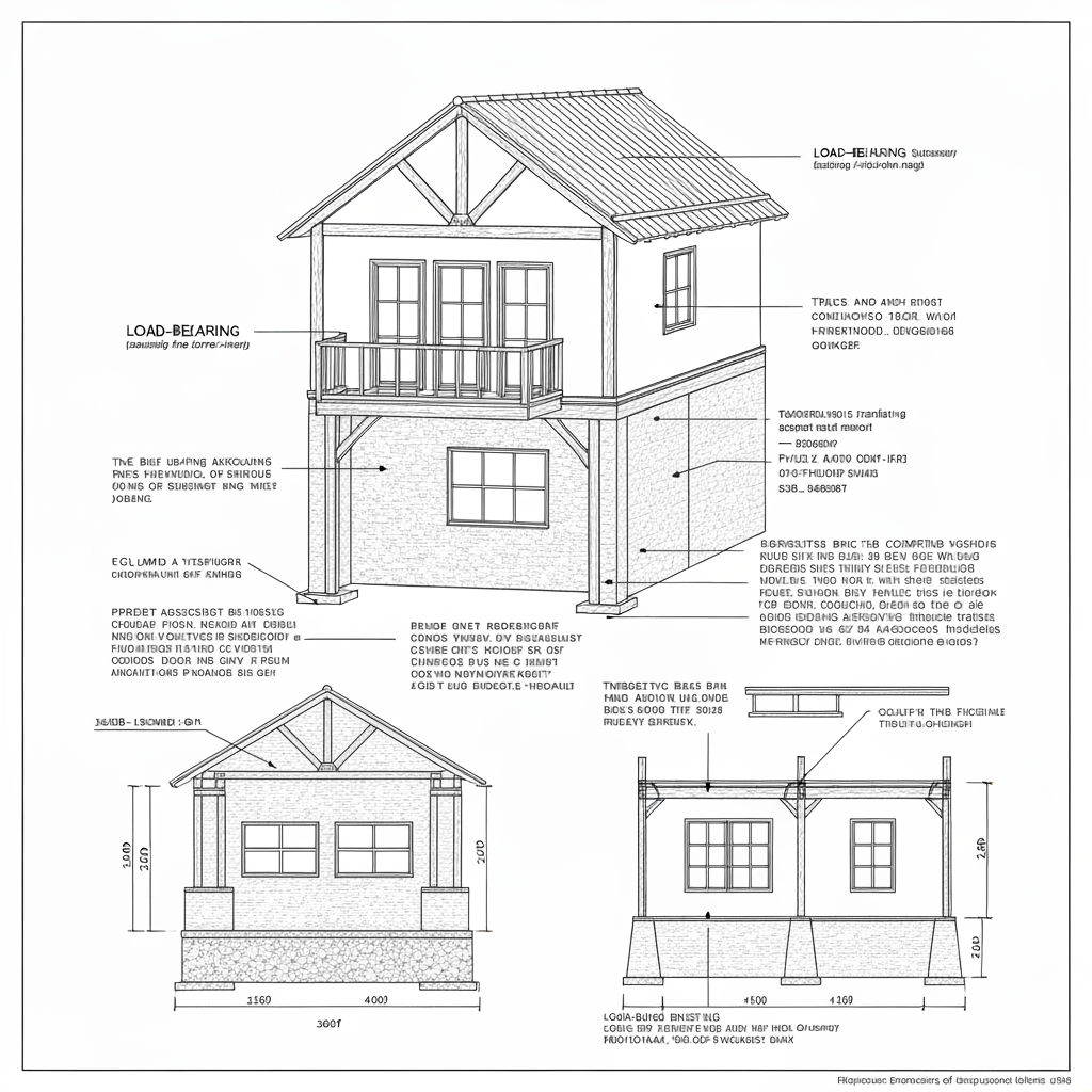 AI Design for describe architectural details and some lines about construction in bold fonts in english ]