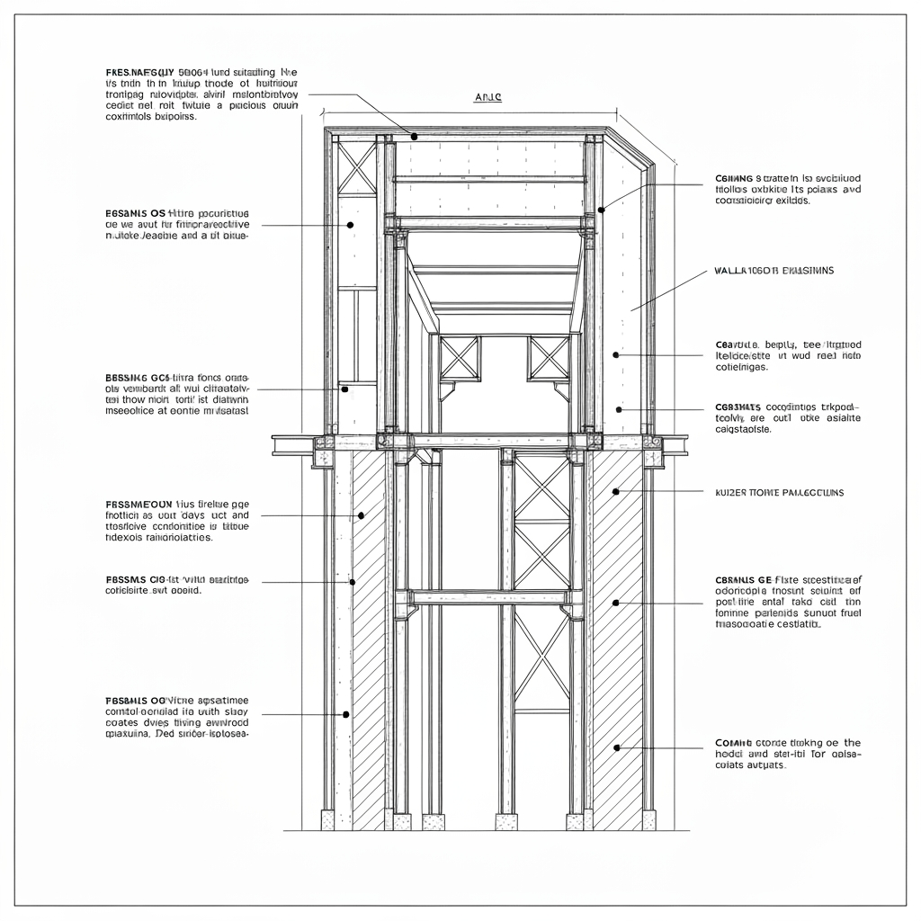 AI Design for describe architectural details and some lines about construction in bold fonts