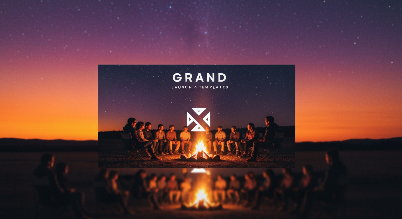 Landscape launch announcement visual concept for Story templates for my brand. Energetic campaign image, strong focal object or scene, clean branded atmosphere, generous open space for announcement copy to be added later, no rendered typography.