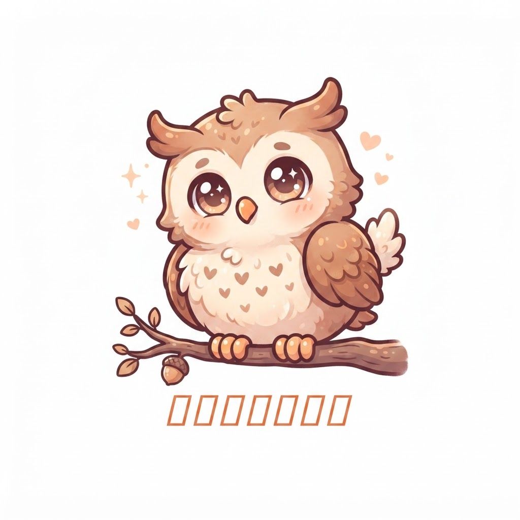 give the owl image in a cartoon format and that cartoon should be cute and a little bit over cute