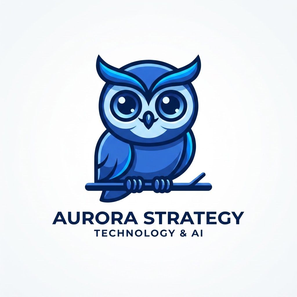 Create a modern, adorable owl logo for a professional technology and strategy company.

Design Style:
- Ultra cute but premium
- Friendly and intelligent appearance
- Big expressive eyes
- Soft rounded shapes
- Clean geometric design
- Modern vector illustration
- Minimalist and elegant
- Symmetrical composition
- Professional startup branding

Color Palette:
- Multiple shades of blue
- Deep navy blue
- Royal blue
- Electric blue accents
- Soft sky blue highlights
- Clean white negative space

Owl Features:
- Cute intelligent face
- Slight smile expression
- Large glowing eyes
- Small compact body
- Soft feather details
- Wise and trustworthy personality
- Looks innovative and friendly

Brand Feel:
- Professional
- Trustworthy
- Intelligent
- Modern AI company
- Fintech startup quality
- Premium digital brand
- Memorable and iconic

Technical Requirements:
- Pure vector logo
- SVG-ready
- Flat design
- No gradients
- No shadows
- No 3D effects
- Scalable for app icon, website, social media, and print
- Clean sharp edges
- High-end brand identity quality

Avoid:
- Cartoon mascot style
- Aggressive owl
- Realistic owl
- Complex feathers
- Gaming logo style
- Clipart appearance

Create a unique, lovable, premium owl that instantly feels intelligent, trustworthy, and professional while remaining cute and memorable.  make the cute owl and the cartoon types so give it Professional way