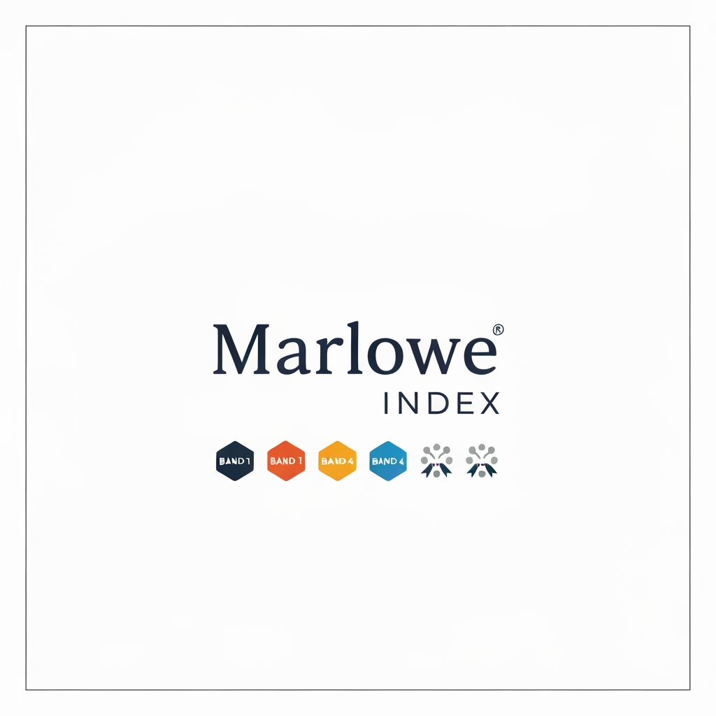 Logo Design Brief — Marlowe Index
The company in one line
Marlowe Index independently measures and publishes which professional-service firms (architects, cosmetic dentists, plastic surgeons, and similar high-end providers) get recommended by AI systems like ChatGPT and Google. We rank firms in Bands 1–4, publish the rankings publicly, and firms treat a top ranking as a credential.
What the logo has to do
This is the single most important instruction in the brief, so read it twice:

We must look like a decades-old research institution, not a tech startup. Our entire product is trust in an independent ranking. If we look like a SaaS tool or a marketing app, we lose. The visual reference points are financial-data publishers and professional-ranking bodies — Morningstar, Chambers & Partners, S&P, The Economist, Michelin, Barron's, Moody's — not Silicon Valley software brands.

A firm ranked "Marlowe Band 1" should feel comfortable putting our mark on their website next to their AACD or AIA credentials. If the logo doesn't belong in that company, it's wrong.
Brand personality
Five words, in priority order: authoritative, independent, precise, editorial, timeless.

What we are NOT: playful, trendy, colourful, gradient-heavy, "AI-looking" (no circuit boards, no neural-net motifs, no robot imagery, no glowing orbs). Avoid anything that will look dated in three years — this brand has to hold up for a decade.
The name and how to treat it
Primary wordmark: Marlowe (this is the brand people will say)
Full lockup: Marlowe Index (Index in a lighter weight or smaller size, subordinate to Marlowe)
We also use the term "Band 1" through "Band 4" as our rating device — the designer should propose a small badge/seal treatment for these (see deliverables).

Note on the name: Marlowe is meant to read like an established surname — think of how "Chambers," "Morningstar," or "Nielsen" sound like institutions. Lean into that heritage feel.
Typography direction
Strongly prefer a serif or a high-contrast transitional typeface for the wordmark — serifs read as editorial, credible, and permanent (this is why financial publications and ranking bodies use them). A clean grotesque sans is acceptable as a secondary option to present, but the serif direction is our lead.

Think: the masthead of a respected publication or the wordmark of a ratings agency. Custom letterform refinement on the wordmark is welcome — subtle, not decorative.
Colour
Restrained and serious. Our working palette:

Deep navy / ink (#1B2A4A as a starting point) — primary
Off-white / warm paper (#F7F5F0 or similar) — background
A single restrained accent — propose one. Options we lean toward: a deep burgundy, a muted brass/gold (good for the "Band 1" seal — evokes a medal/award without being gaudy), or a forest/ink green. One accent only. No multi-colour palettes, no gradients.

The logo must work in pure single-colour (all navy, and all white for reverse) before any accent is added. If it only works in colour, it fails.
The mark itself
Open to either a wordmark-only solution (many great ranking/publishing brands are wordmark-only — this is a legitimate and often stronger route) or a wordmark + small symbol.

If a symbol is proposed, concepts that fit our meaning — offered as directions to explore, not prescriptions:

A datum / reference point — Marlowe is the fixed point everything is measured against. A precise geometric mark suggesting a benchmark, a plumb line, a survey marker, or a fixed reference.
A band / tier motif — subtle nod to our Bands 1–4 (horizontal strata, a subtle rule system).
An "M" monogram with editorial, engraved, or seal-like character.
A seal / medallion feel — evokes certification and authority (used sparingly, this reinforces "credential").

Avoid: magnifying glasses, charts/graphs, upward arrows, speech bubbles, anything literal about "AI" or "search."
Deliverables
Primary logo (horizontal lockup: Marlowe Index)
Wordmark-only (Marlowe)
Monogram / icon mark (for favicon, social avatar, app icon) — must be legible at 32×32px
Reverse versions (white on navy)
Single-colour versions (all-navy, all-black, all-white)
A "Band" seal/badge system — a small circular or shield-shaped mark reading "Marlowe Band 1" (through 4) that ranked firms will display on their own websites. This is a real product surface — firms embed it — so it needs to look like a genuine credential/award seal, on par with a "Top Doctor" or "AD100" badge.
Clear-space and minimum-size rules
All files in vector (SVG + editable source: AI or Figma), plus PNG exports
Practical constraints
Must be legible at favicon size (the monogram especially)
Must survive being placed small on a third-party firm's website (the badge)
Must photograph/print well in single colour (press, letterhead, awards)
Web-first but should hold up in print
What to hand back for review
Please present 2–3 distinct directions, not near-identical variations. For each, show: the wordmark, one badge concept, and a one-line rationale for why it reads as "trusted independent institution." We'll pick a direction, then refine.
One-sentence gut check for every option
Would a $10M/year architecture firm feel proud, not embarrassed, to display this badge next to their industry awards? If yes, it's on track.
