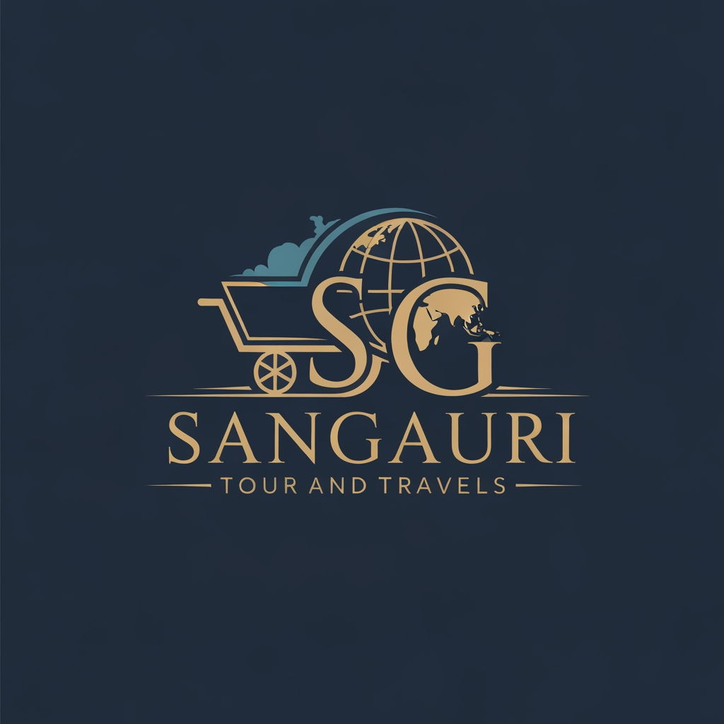 AI Design for i want to create a logo for Sangauri Tour and Travels can you please make Using SG make it look elegant traditional as well as tour and travel company
