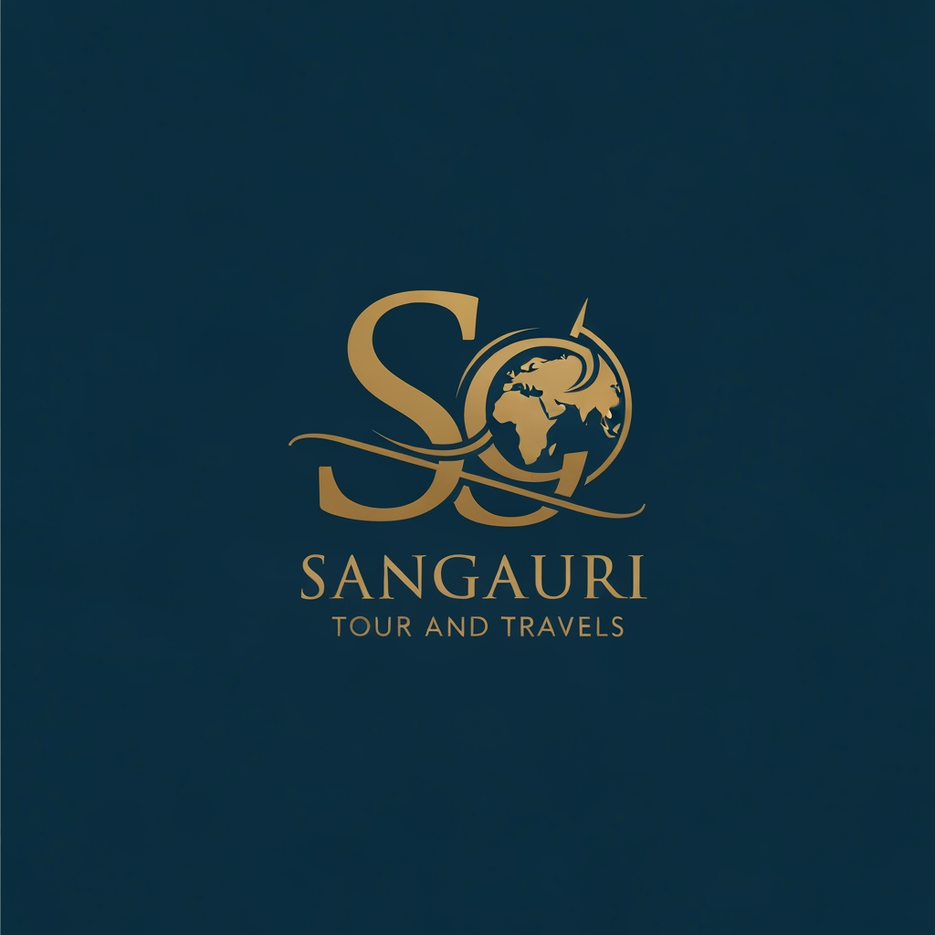 AI Design for i want to create a logo for Sangauri Tour and Travels can you please make Using SG make it look elegant traditional as well as tour and travel company