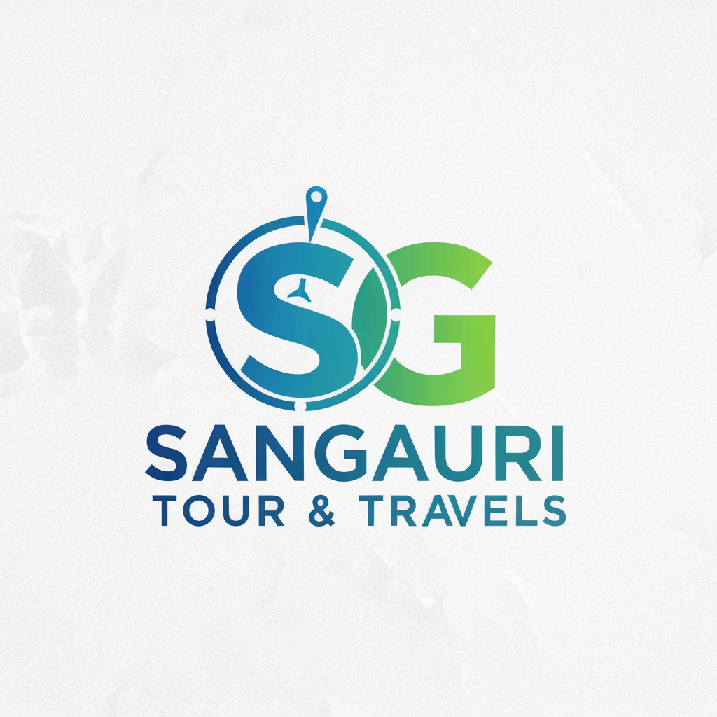 AI Design for i want to create a logo for Sangauri Tour and Travels can you please make Using SG