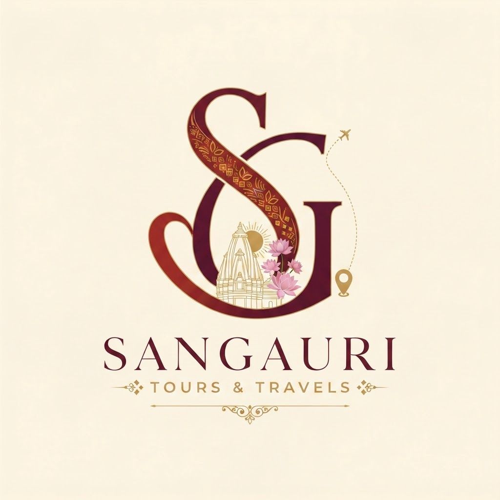 AI Design for i want to create a logo for Sangauri Tour and Travels can you please make Using SG make it look elegant traditional as well as tour and travel company use these references