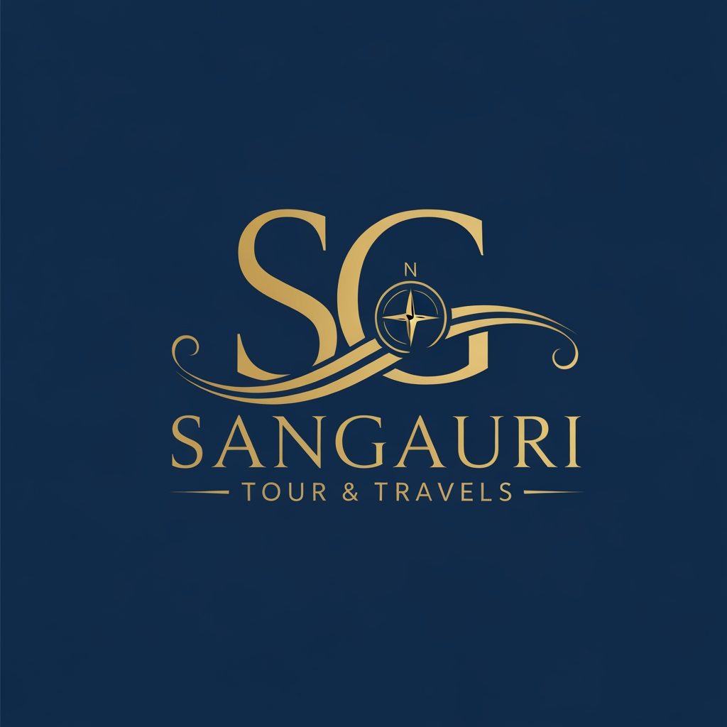 AI Design for i want to create a logo for Sangauri Tour and Travels can you please make Using SG make it look elegant traditional as well as tour and travel company