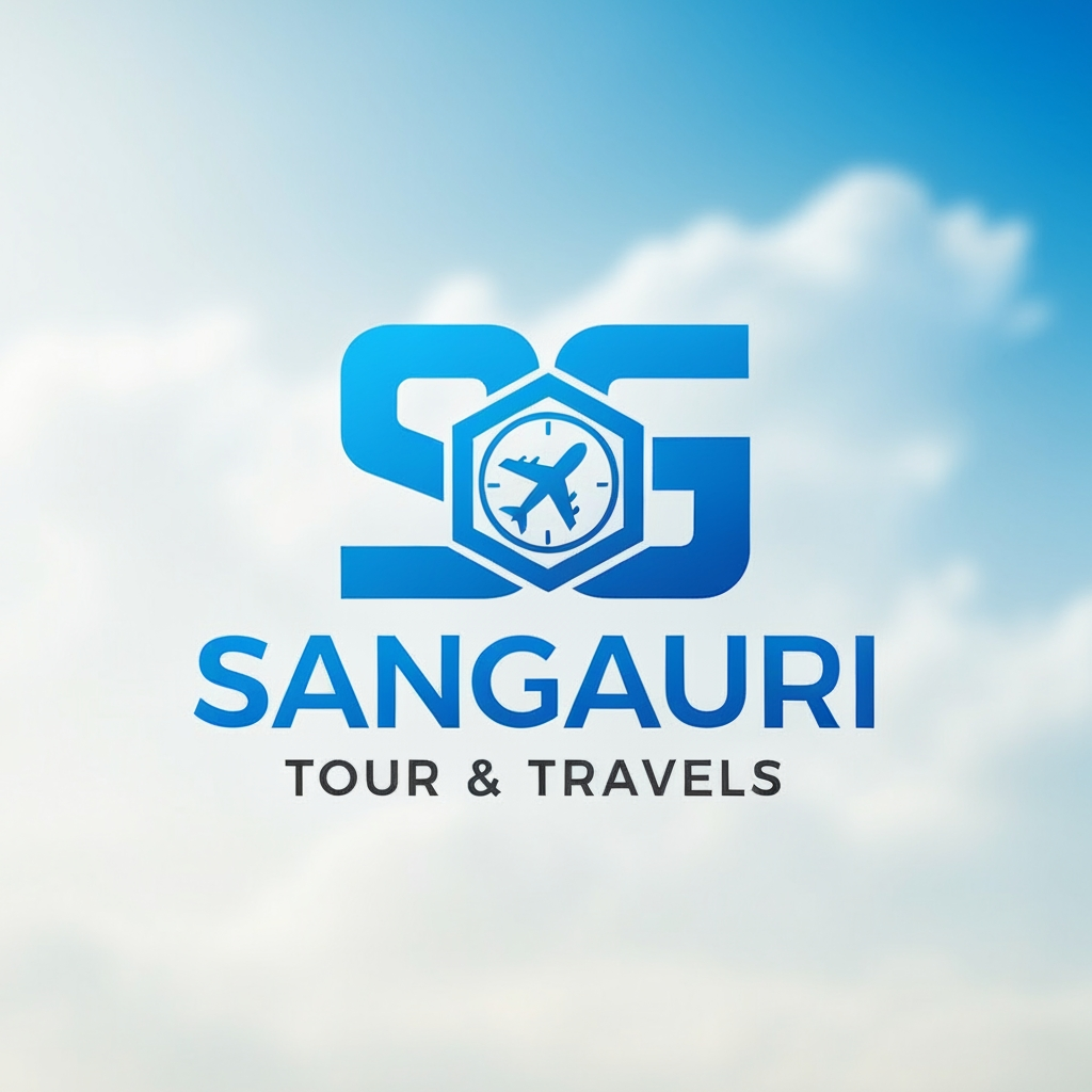 AI Design for i want to create a logo for Sangauri Tour and Travels can you please make Using SG