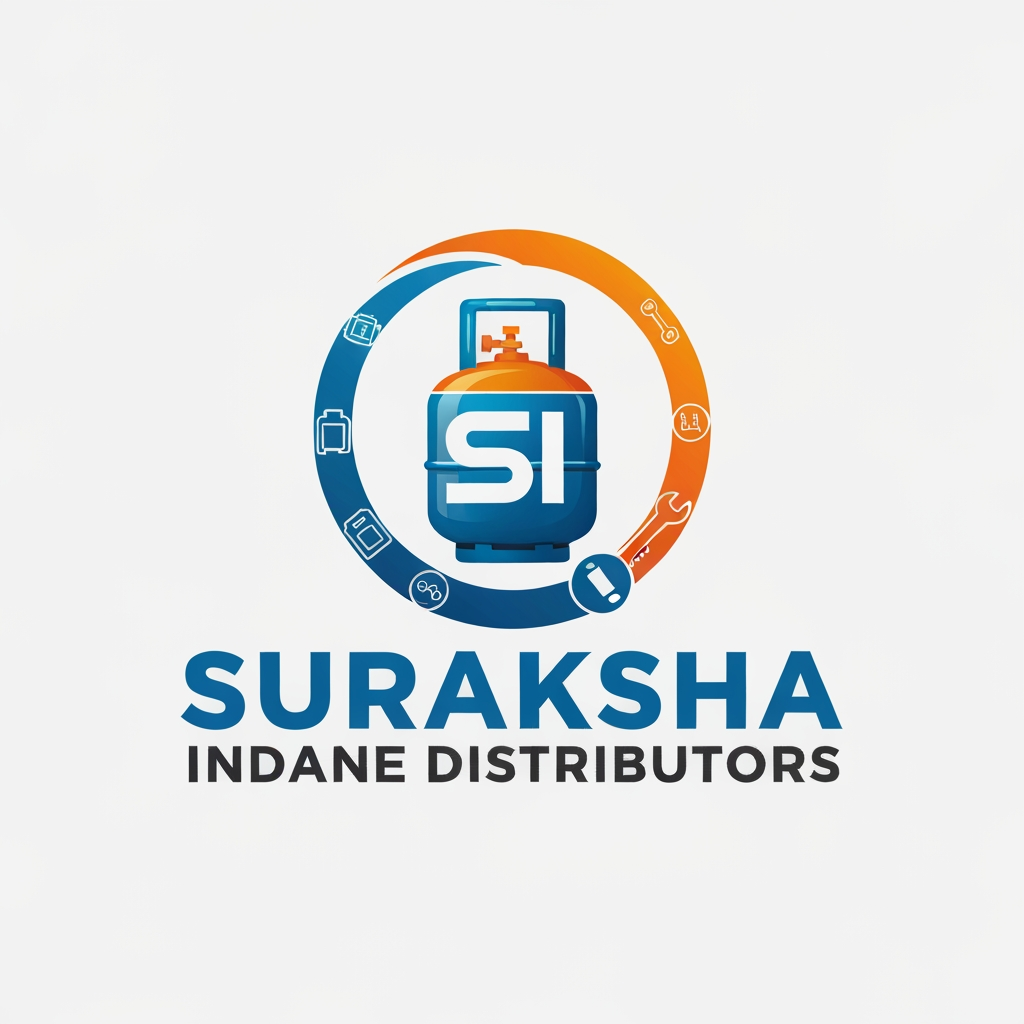 AI Design for i want to create a logo for suraksha indane distributors they they distriubute gas cylinders and other things can you generate one the name is suraksha indane distributors generate an modern design which is very interesting very modern design with nice design