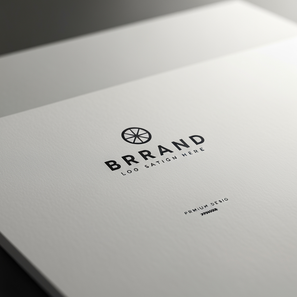 AI Design for Premium logo presentation mockup concept for brand logo. Logo or brand mark displayed on a clean neutral surface with subtle depth, refined shadow, precise alignment, elegant design-studio presentation, no extra readable text.