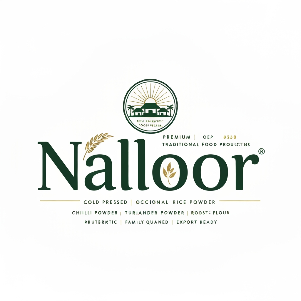 AI Design for Design a world-class premium logo for a South Indian food products brand named "Nalloor".
Brand Overview:
Nalloor is a trusted traditional food brand specializing in cold-pressed coconut oil, rice powder, chilli powder, turmeric powder, coriander powder, roasted rice flour, and other authentic South Indian food products. The brand represents purity, tradition, family values, and premium quality while appealing to modern consumers.
Logo Style:
Create a premium custom wordmark combined with a minimalist heritage emblem. The logo should feel iconic, timeless, luxurious, and instantly recognizable, comparable to premium food brands rather than generic organic logos.
Typography:
• Design a unique custom lettering exclusively for "Nalloor"
• Elegant handcrafted serif with subtle South Indian heritage influence
• Thick, balanced strokes with smooth curves
• Highly memorable and suitable for trademark registration
• Integrate a small organic leaf or grain detail naturally into one letter without making it look decorative
Emblem:
Create a clean, minimal emblem above or beside the wordmark using a combination of:
• Coconut
• Rice grain
• Traditional Kerala village silhouette
• Coconut palm
• Rising sun
• Circular heritage badge
The emblem should remain simple enough to be recognizable even at small sizes.
Design Personality:
Premium
Authentic
Traditional
Elegant
Minimal
Natural
Trustworthy
Family-owned
High-quality
Export-ready
Color Palette:
Deep Forest Green (#184B2B)
Rich Coconut Brown (#6B4423)
Warm Gold (#C89A3D)
Cream (#F8F2E8)
Optional one-color version in black.
Style Requirements:
• Flat vector logo only
• No gradients
• No mockups
• No 3D effects
• No shadows
• Perfect geometric balance
• Clean negative space
• Premium spacing and proportions
• Suitable for bottles, pouches, cartons, labels, embossing, foil stamping, signboards, websites, and mobile apps
• Must remain recognizable in monochrome
Composition:
Emblem positioned above the custom wordmark or enclosed in a refined circular badge. The typography should be the hero, with the emblem enhancing the brand story without overpowering it.
Quality Goal:
Create a logo that looks like it was designed by Pentagram, Landor, or Interbrand for a global FMCG company. The final identity should be distinctive, memorable, premium, and instantly associated with authentic South Indian food products.
Output:
Ultra-clean SVG-style flat vector logo on a plain white background, centered composition, no additional text, no mockups, no packaging, only the finished logo.