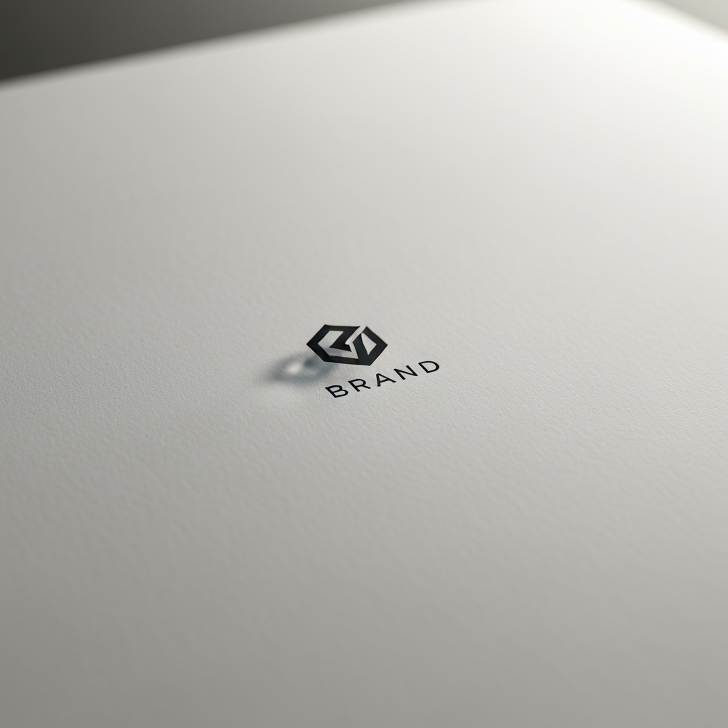 AI Design for Premium logo presentation mockup concept for Brand identity directions for a client. Logo or brand mark displayed on a clean neutral surface with subtle depth, refined shadow, precise alignment, elegant design-studio presentation, no extra readable text.