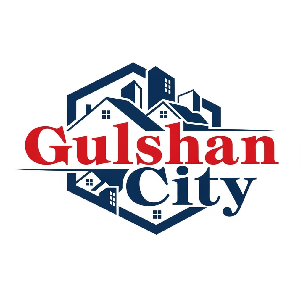 AI Design for Create a Red and Navy Blue logo for Real Estate housing scheme"Gulshan City. Logo should be PNG and big font creative