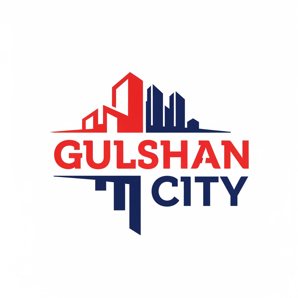 AI Design for Create a Red and Navy Blue logo for Real Estate housing scheme"Gulshan City. Logo should be PNG and big font creative