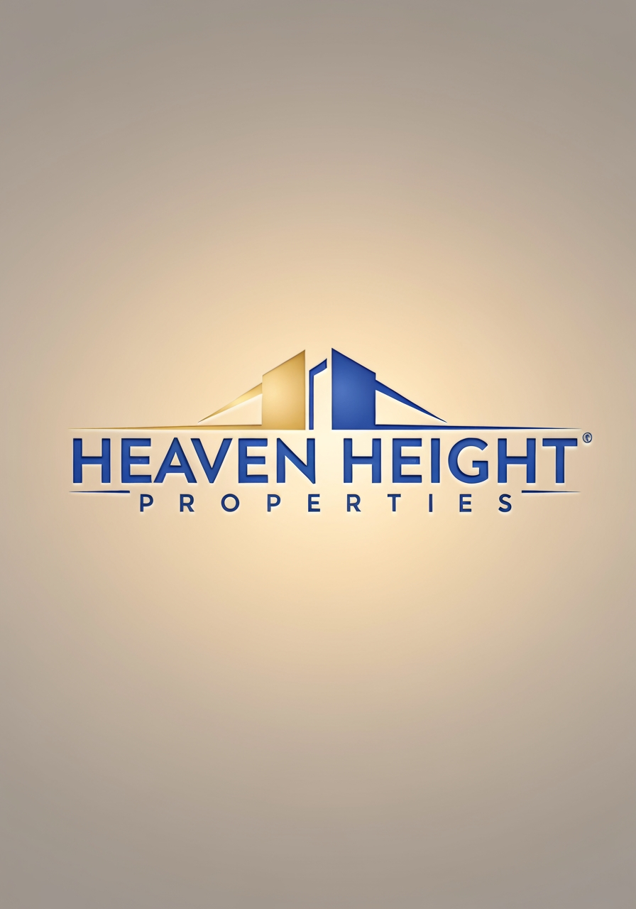 AI Design for Website concept hero for Logo for a real Estate agency called "Heaven Height Properties" in dubai. The logo color will be Golden and royal blue. Logo should be clean, clear and professional. Wide digital design direction with polished visual atmosphere, clear subject, clean space for layout and copy to be added later, no rendered UI text or buttons.