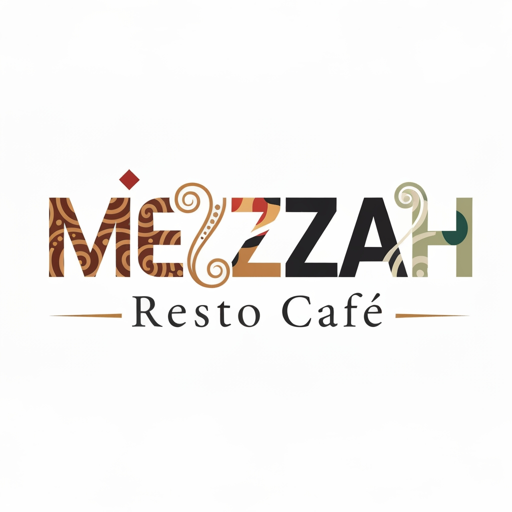 AI Design for mezzah restro cafe asthetic style la logo