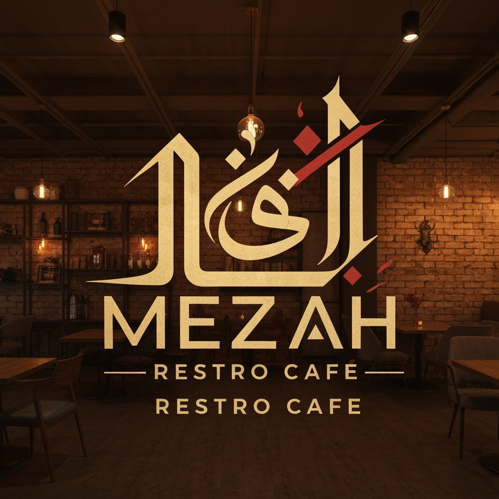 AI Design for mezzah restro cafe asthetic style la logo