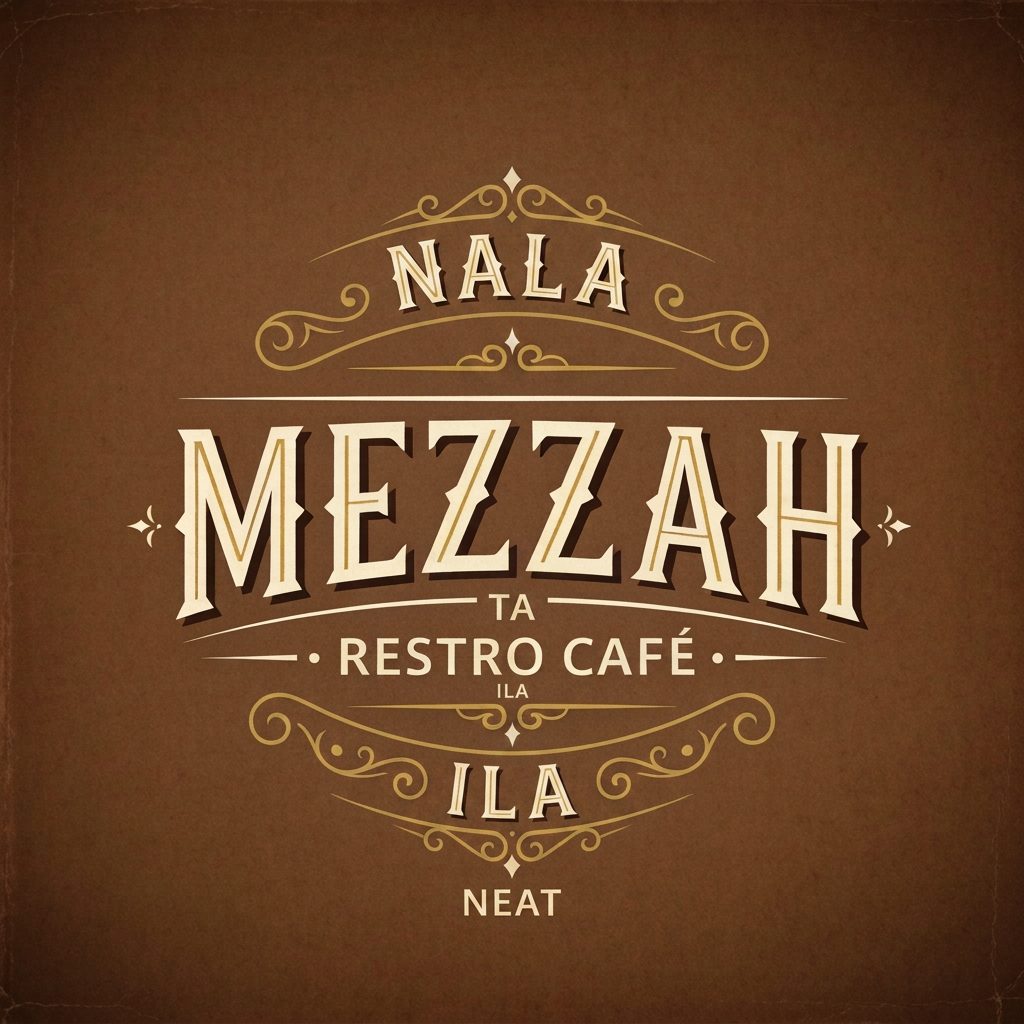 AI Design for mezzah restro cafe asthetic style la logo asthetic style nala ila neat ta ila