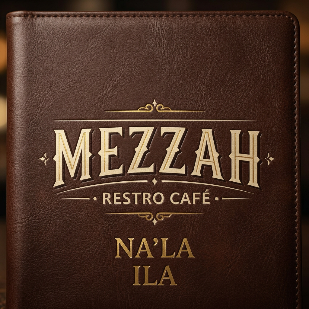 AI Design for mezzah restro cafe asthetic style la logo asthetic style nala ila neat ta ila