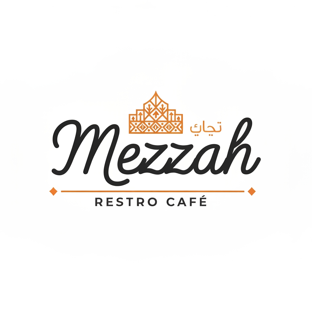 AI Design for mezzah restro cafe asthetic style la logo