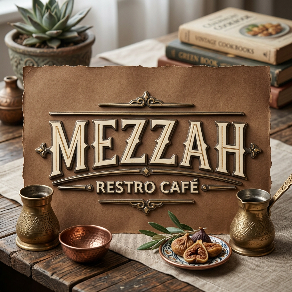 AI Design for mezzah restro cafe asthetic style la logo asthetic style
