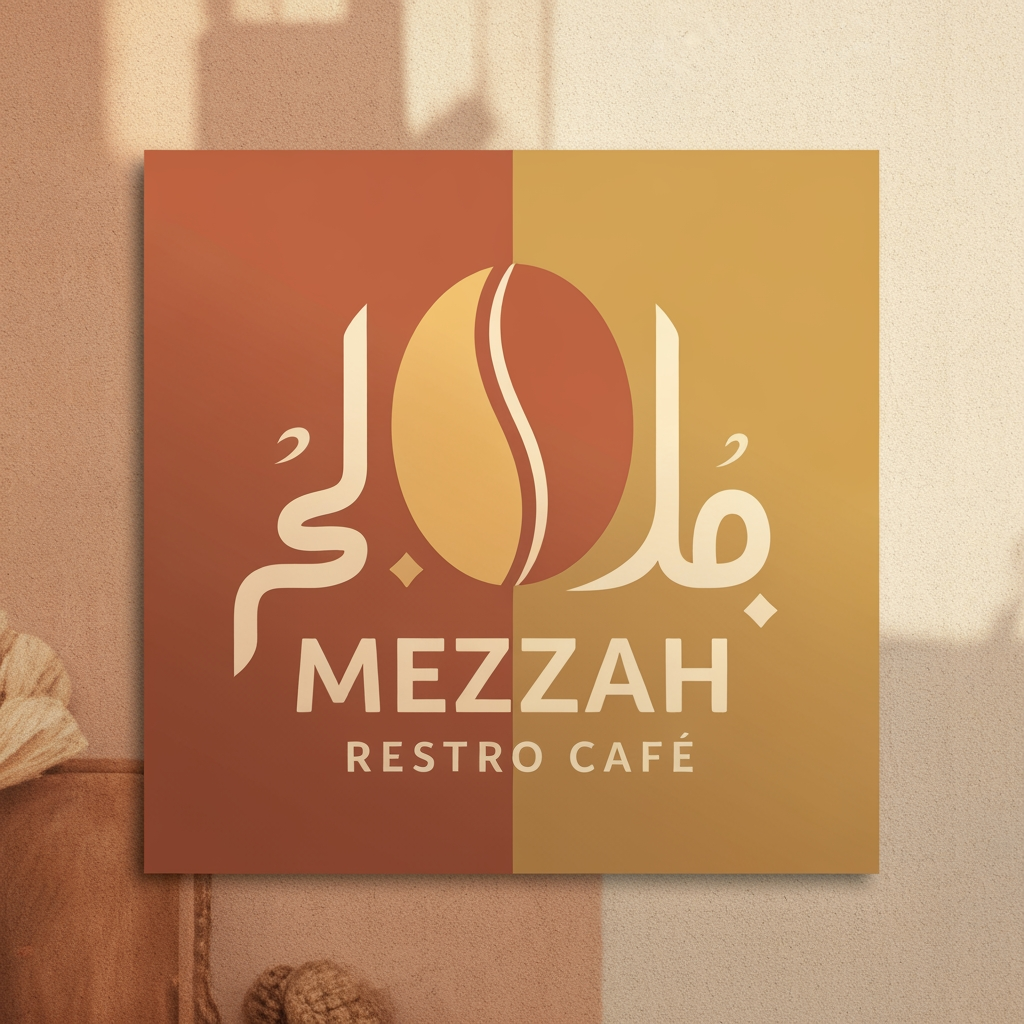 AI Design for mezzah restro cafe asthetic style la logo