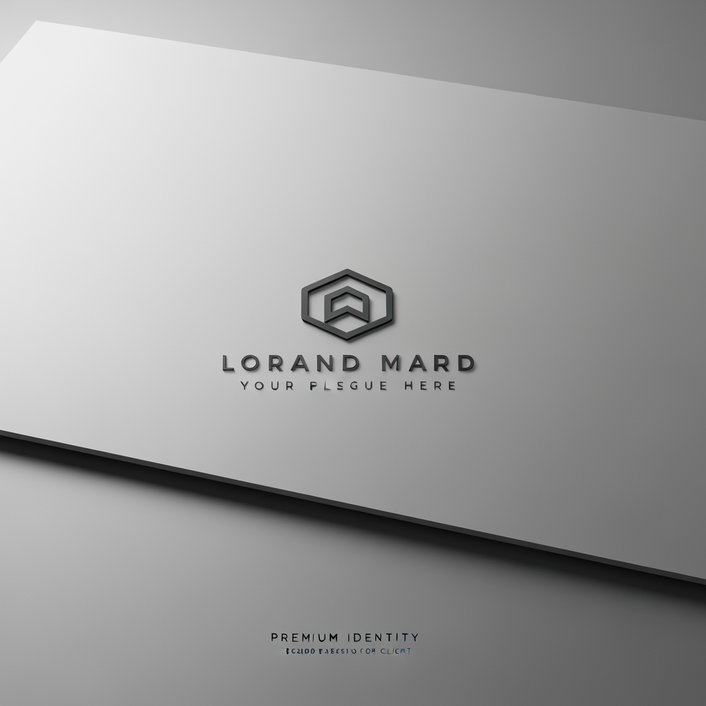 AI Design for Premium logo presentation mockup concept for Brand identity directions for a client. Logo or brand mark displayed on a clean neutral surface with subtle depth, refined shadow, precise alignment, elegant design-studio presentation, no extra readable text.