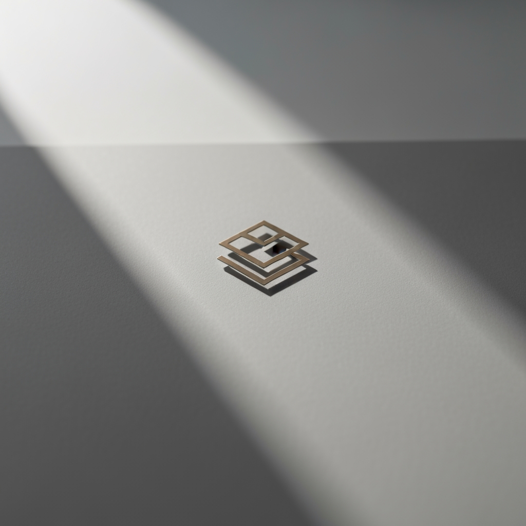AI Design for Premium logo presentation mockup concept for Brand identity directions for a client. Logo or brand mark displayed on a clean neutral surface with subtle depth, refined shadow, precise alignment, elegant design-studio presentation, no extra readable text.