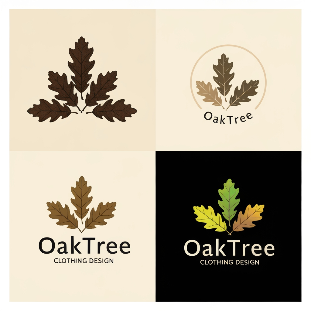 AI Design for like right now i need a logo for it and the name of it is OakTree it is like a colthing brand ok go on you made 3 i need you to make more but now it should be represented by 3 leaves