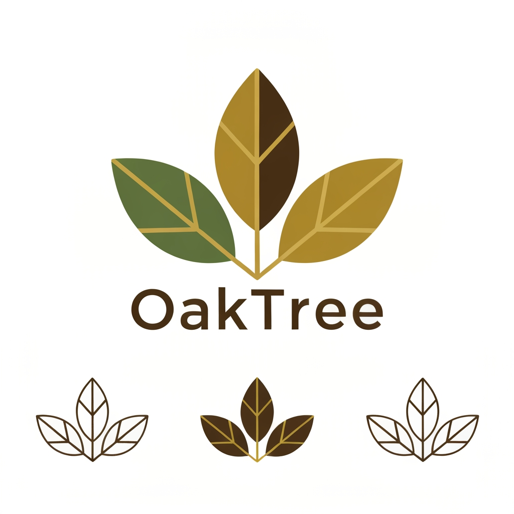 AI Design for like right now i need a logo for it and the name of it is OakTree it is like a colthing brand ok go on you made 3 i need you to make more but now it should be represented by 3 leaves