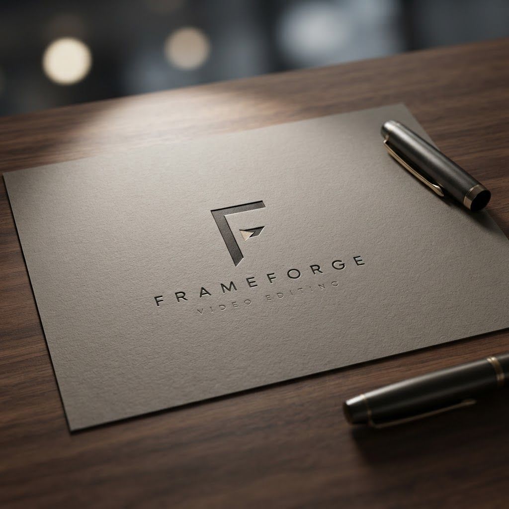 AI Design for Premium logo presentation mockup concept for Create a sleek, professional social media brand identity for FrameForge that emphasizes precision and cinematic storytelling through minimalist typography and high-contrast geometric visuals.. Logo or brand mark displayed on a clean neutral surface with subtle depth, refined shadow, precise alignment, elegant design-studio presentation, no extra readable text.
Incorporate the attached brand element reference image (Reference A: brand element "FrameForge") into the composition where natural — preserve the depicted brand element's appearance.