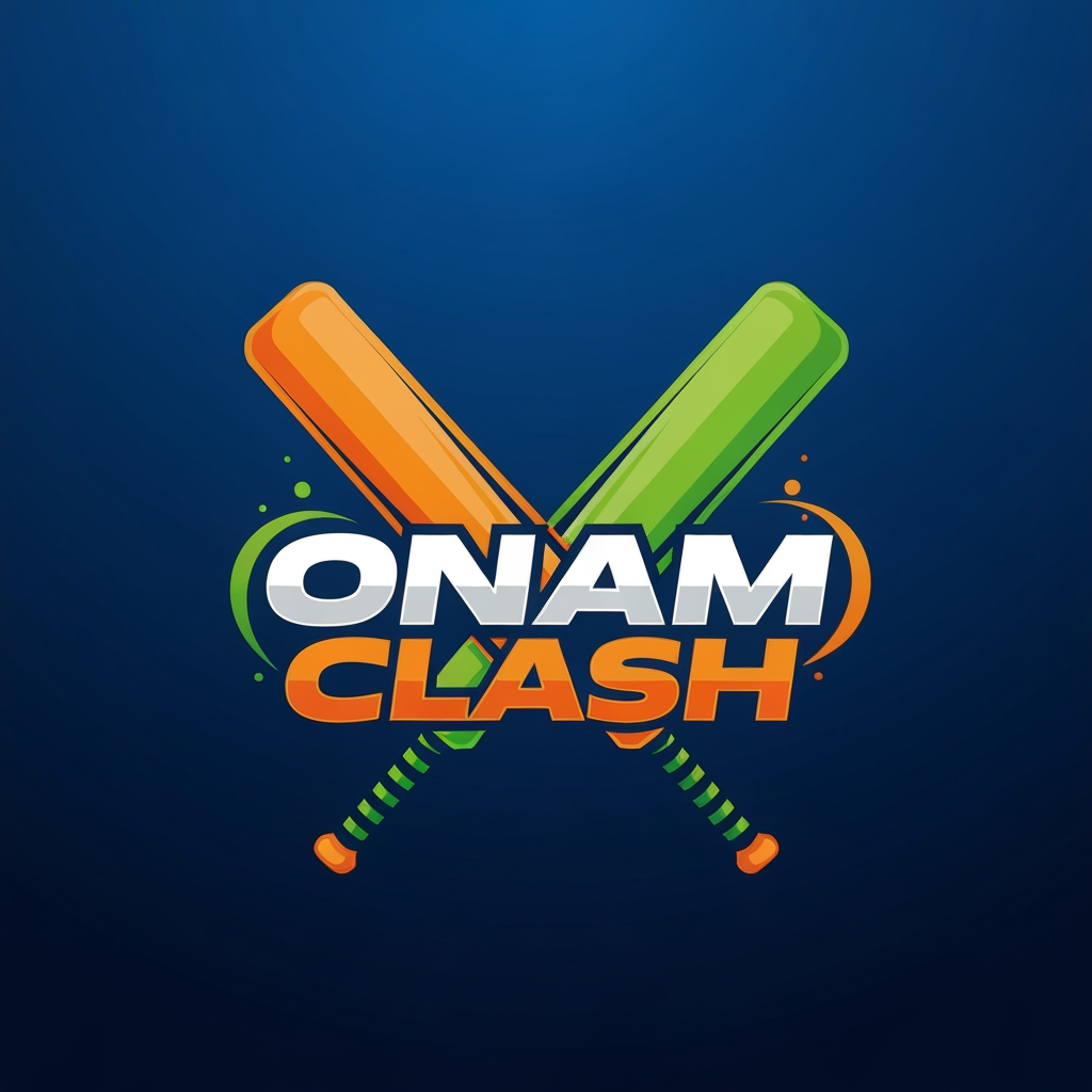 AI Design for make a sporty title(logo) for an cricket tournament named "onam clash"