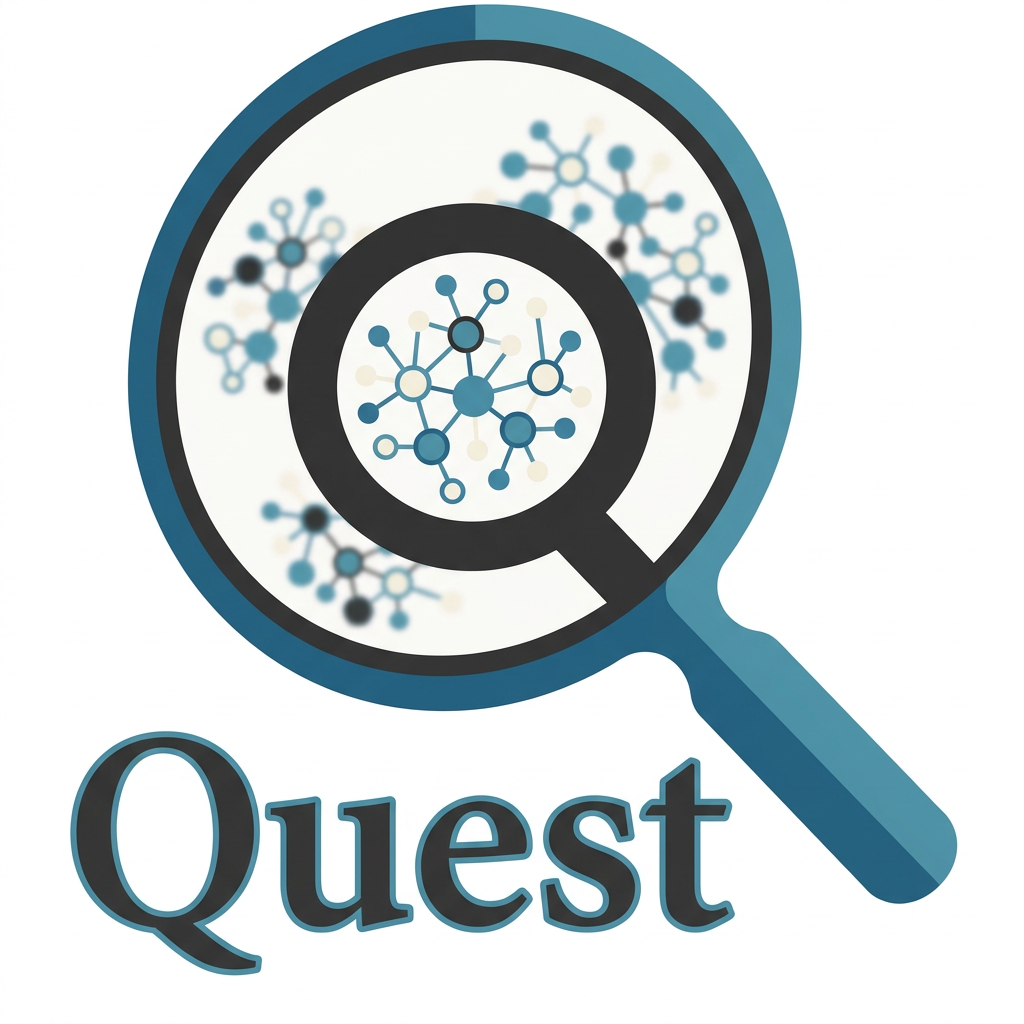 AI Design for a logo for an app called "Quest"
I need to refine this logo (the first image).
The intention behind the logo is a magnifier, in the form of the letter "Q" that magnifies and shows networks in the form of clusters: the clusters of answers and the networking made possible through this app while being anonymous.
A few changes:
1. There is an irregular gap in the handle part of the magnifier (1st image). Needs to be changed accordingly.
2. The brand colour - #529cb0, #313131, #fbfaf8 (You can use shades and tints of these colours and also improvise according to the necessities.
3. Typeface - Philosopher
4. The second image is the clusters that I need within the magnifier. Make the center magnified while blurring the outer circle within the magnifier.