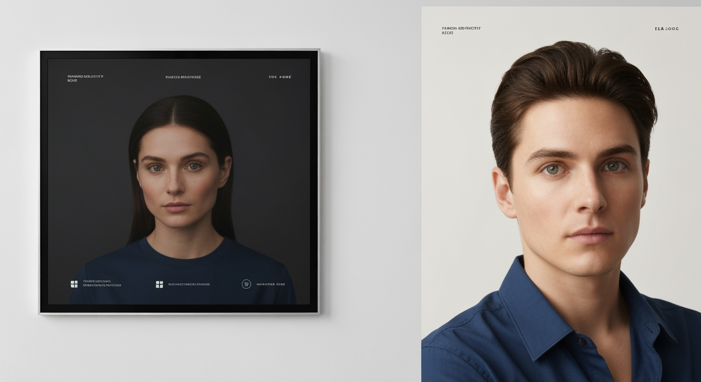 AI Design for Client presentation mockup concept for Brand identity directions for a client. Polished scene showing the design direction applied to a realistic surface, screen, poster, or object, premium agency presentation style, no readable placeholder text.